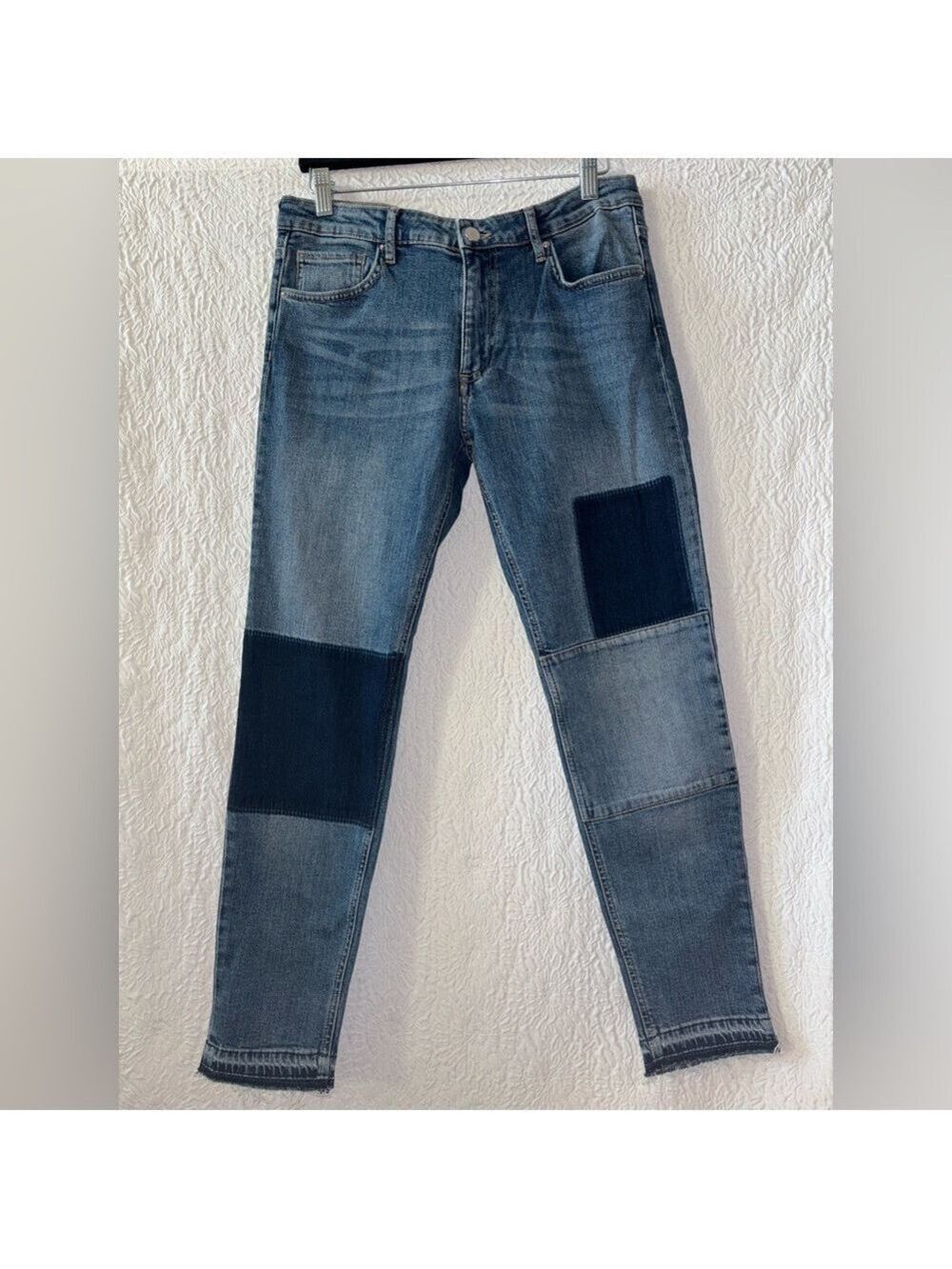 H&M Conscious Patchwork Raw Hem Skinny Jeans